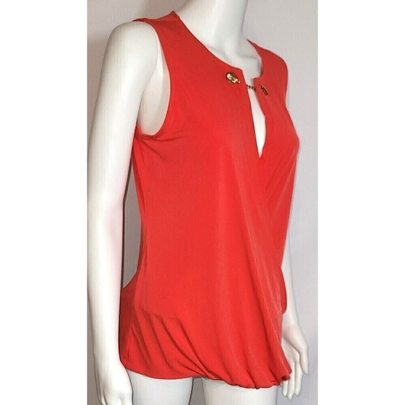 Ivanka Trump Tangerine Orange Sleeveless Floral Tank Top Blouse - Size M - Picture 2 of 8